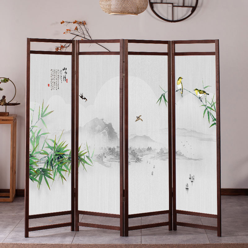 Manufacturer Mobile Storage Screen Pine Wood Dyed Frame Club Hotel Entrance Home Study Office Partition Customization