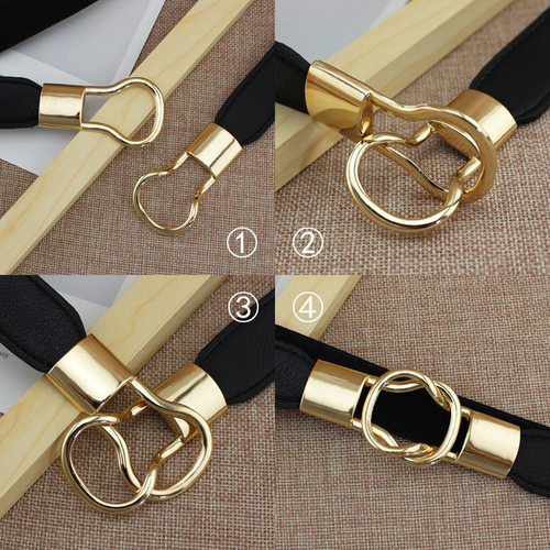 Korean style women's elastic thin waistband with dress decorative belt red and black and white small belt trendy one-piece dropshipping