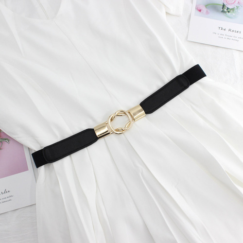 Korean style women's elastic thin waistband with dress decorative belt red and black and white small belt trendy one-piece dropshipping