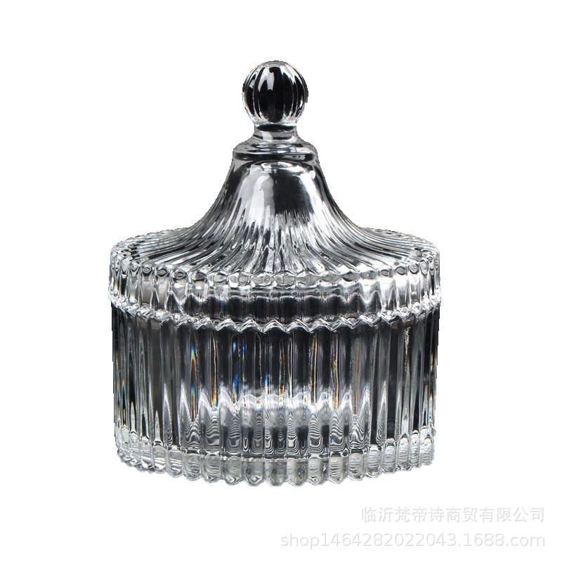 European Crystal Mongolian Bags Glass Bar Candle Cup Transparent Storage Bar Version Striped Candy Cup Smart Ceremony Magnetic Bowl