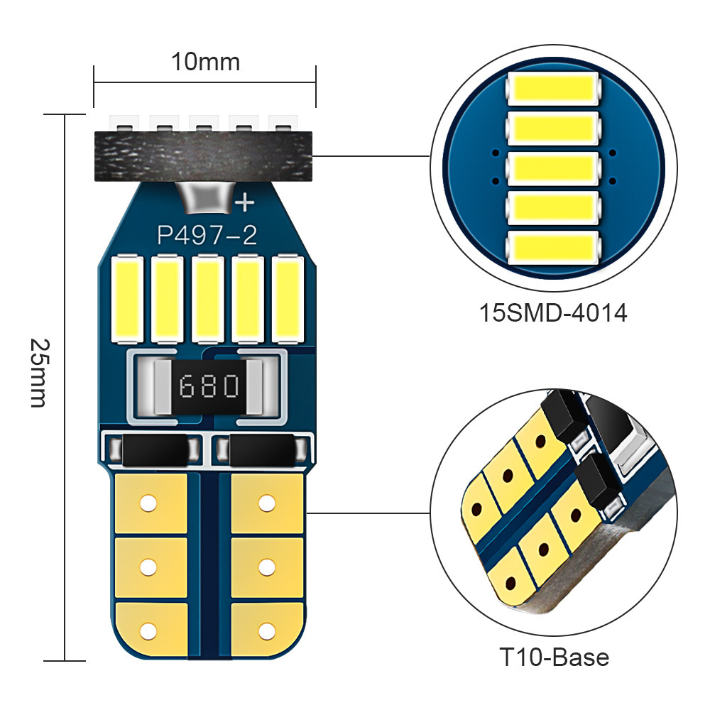 Directo de fábrica LED ancho de luz T10 4014 15smd decodificación luz de la matrícula w5w luz de lectura del coche pequeña Luz