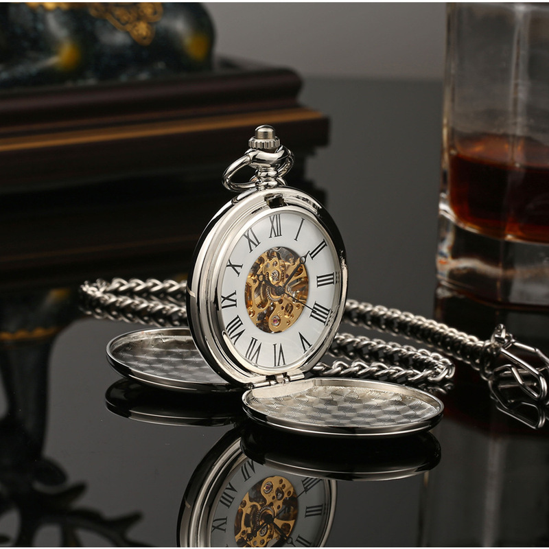 Spot double-sided light mechanical pocket watch non-automatic retro flip cover mechanical watch manual mechanical watch can be sent on behalf