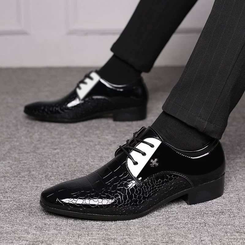 "Work extra large classic suit for leather shoes, wedding shoes pointy toe, plus size"