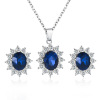 Set, jewelry solar-powered, zirconium, earrings, sapphire pendant, European style