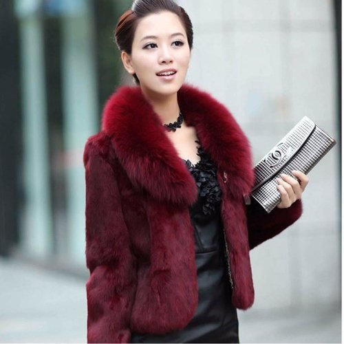 New Product 2023 Fur Outwear Women's Short Autumn and Winter Rex Rabbit Fur Slim Fit Imitation Fur Outwear Fox Fur Collar