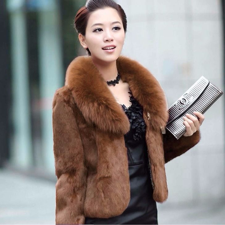 2025 New Women's Fur Coat Jacket Teddy Bear Rex Rabbit Fur Slim Fit Fox Fur Collar Autumn and Winter