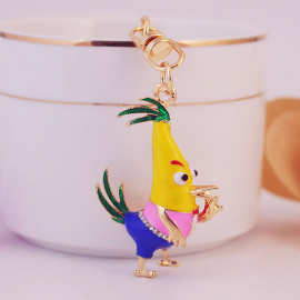 可爱创意水钻滴油工艺小礼品小公鸡小黄鸡钥匙扣包钥匙链金属挂件