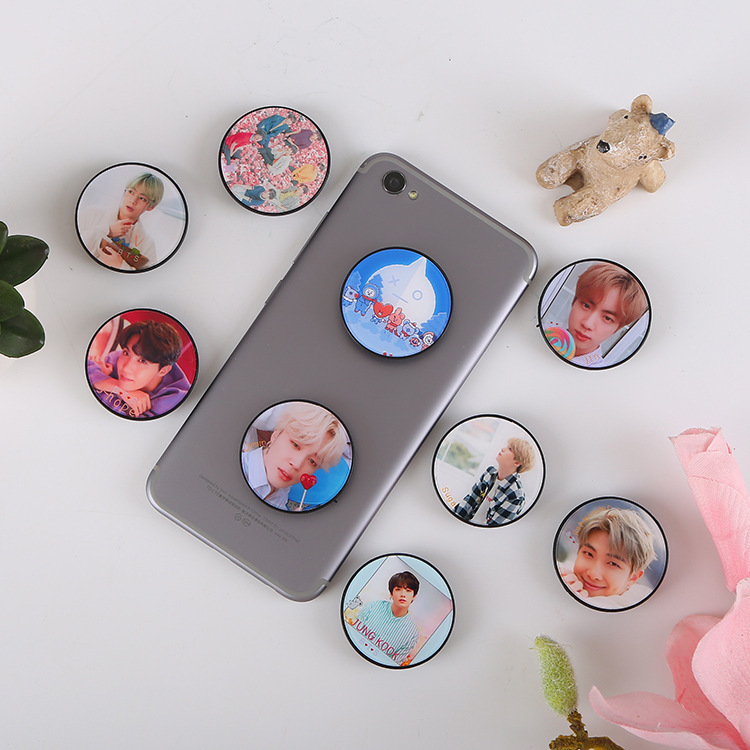 New mobile phone bracket airbag bracket telescopic cartoon LOGO bts youth group Series spot