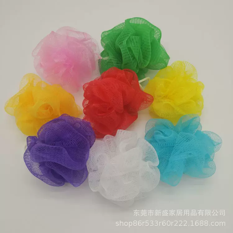 厂家 直销小号单色及混色PE浴花沐浴球淋浴起泡球 颜色规格可定