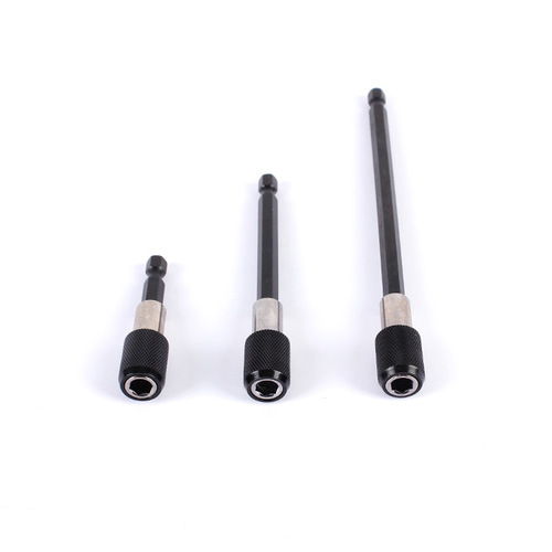 Three-piece set of magnetic screwdriver bit holder, hexagonal handle, 1/4-inch quick-change extension rod, extended inner hexagonal connecting rod