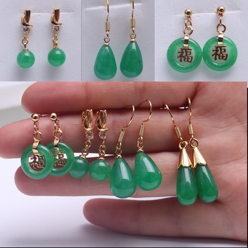 Fashionable earrings jade, wholesale