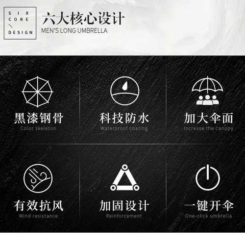 Automatic Open Rain Umbrella Dual Bone Heavy Rain Special Black Extra Large Men's Long Handle Straight Rod Order Wholesale Windproof Large Umbrella