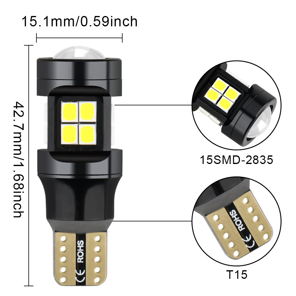 Venta directa de fábrica T15 Luz de marcha atrás 2835 luz diurna del coche luz de giro nueva luz de ancho LED 15smd