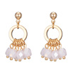 Copper zirconium, earrings, accessory from pearl, simple and elegant design, Korean style, wholesale