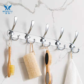 跨境专供衣服挂钩多功能排钩不锈钢浴室毛巾挂钩金属钩子五金挂件