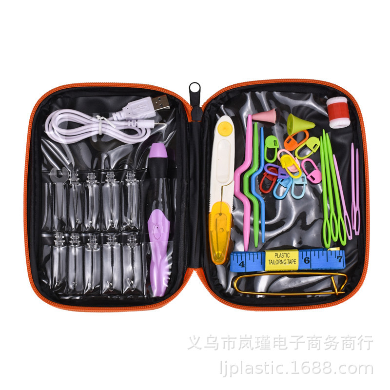 亚马逊9支塑料LED发光钩针记号扣皮尺编织工具配件跨境热销毛线针