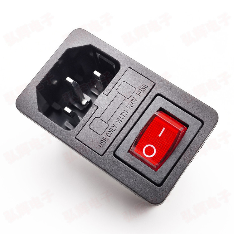 AC品字插座带保险丝三合一实芯铜DB-14-02器具电源插座阻燃耐高温