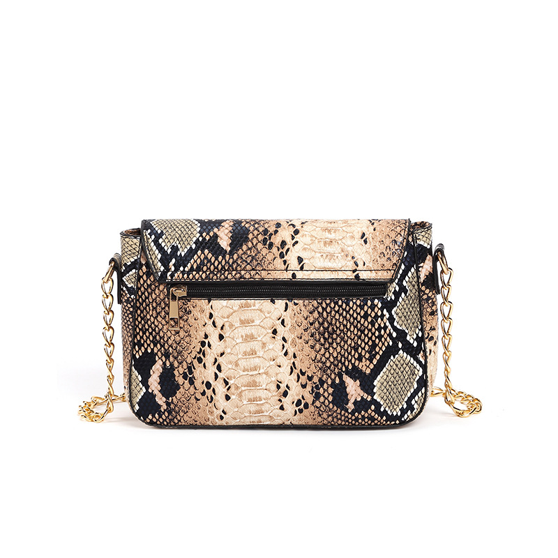 Cross-Border Snake Print Single Shoulder Crossbody Bag 2025 New European and American Retro Underarm Small Square Bag Chain Women's Bag Foreign Trade Wholesale