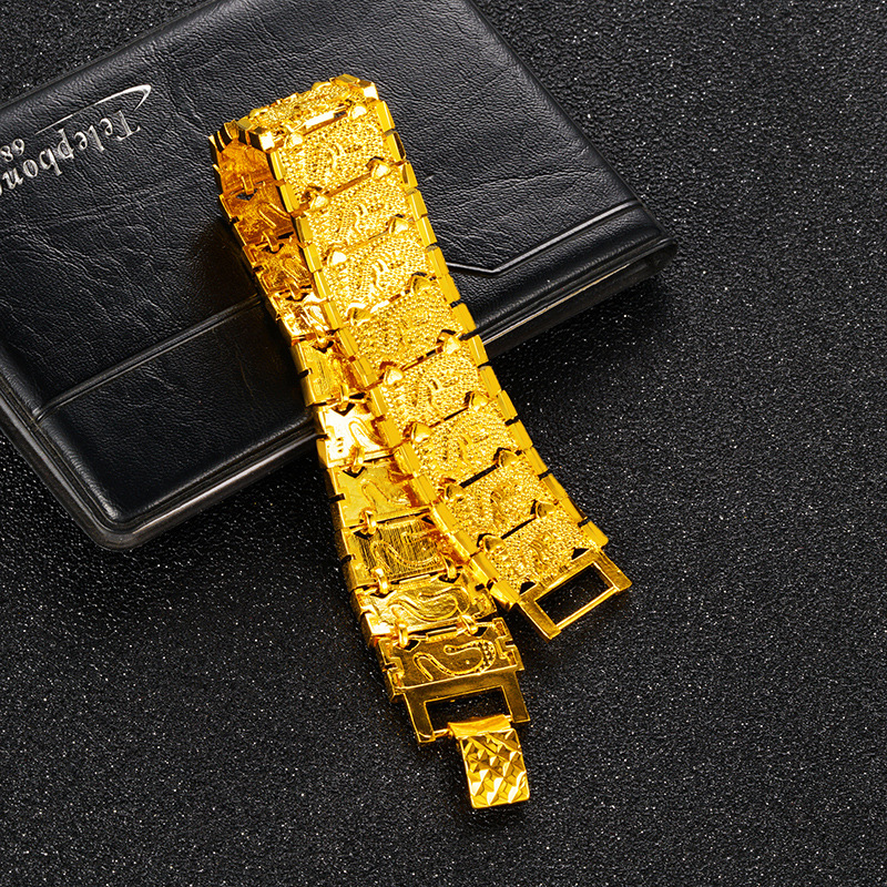 Cross-border new products Vietnam Gold Dragon men's bracelet brass plated 24k gold men's domineering watch buckle chain wholesale
