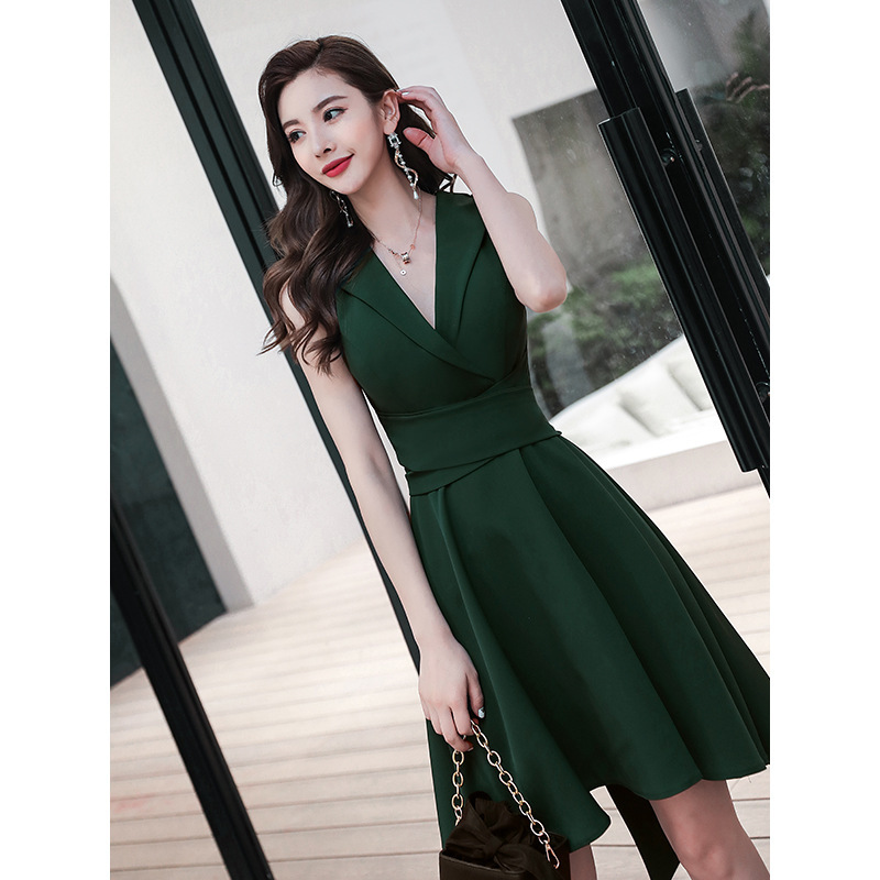 Banquet Dress 2026 New Style Dark Green Socialite Simple and Elegant Dress Performance Host Annual Meeting Evening Dress Banquet Dress 2026 New Style Dark Green Socialite Simple and Elegant Dress Performance Host Annual Meeting Evening Dress