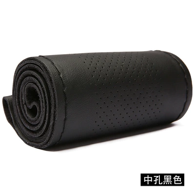 Cover for All Seasons, Steering wheel cover - medium-hole-black-black-line-38cm