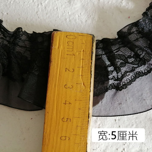 Black accordion pleat double layer lace clothing bedding curtains clothes cuff decoration pleated accessories