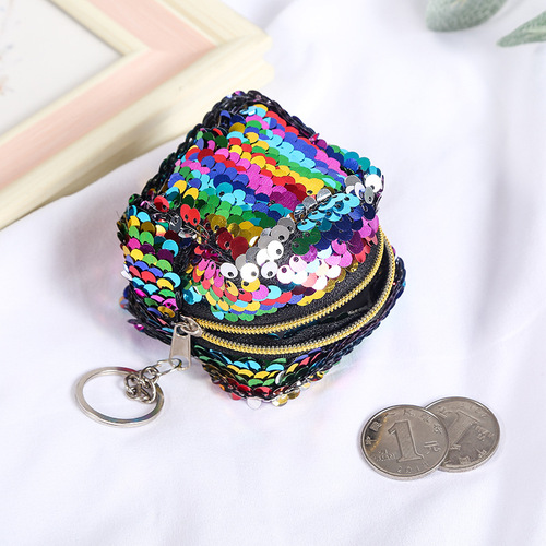 New children's coin purse with double color 3D glitter money clip for girls, mini wallet storage small bag