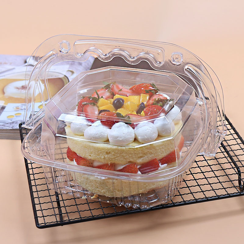 加厚食品级4-5寸蛋糕加高手提透明方盒西点盒水果包装盒200套/箱