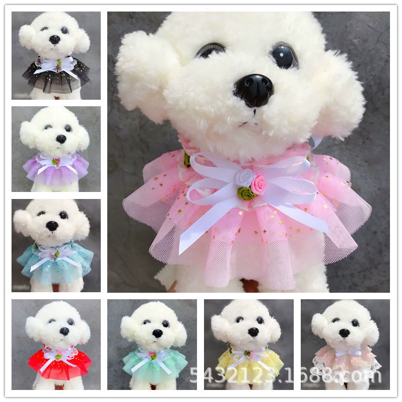 Собака изо рта полотенце треугольное полотенце домашнее животное шарф нагрудник кошачий нагрудник украшения Тедди принцесса кружева милые украшения