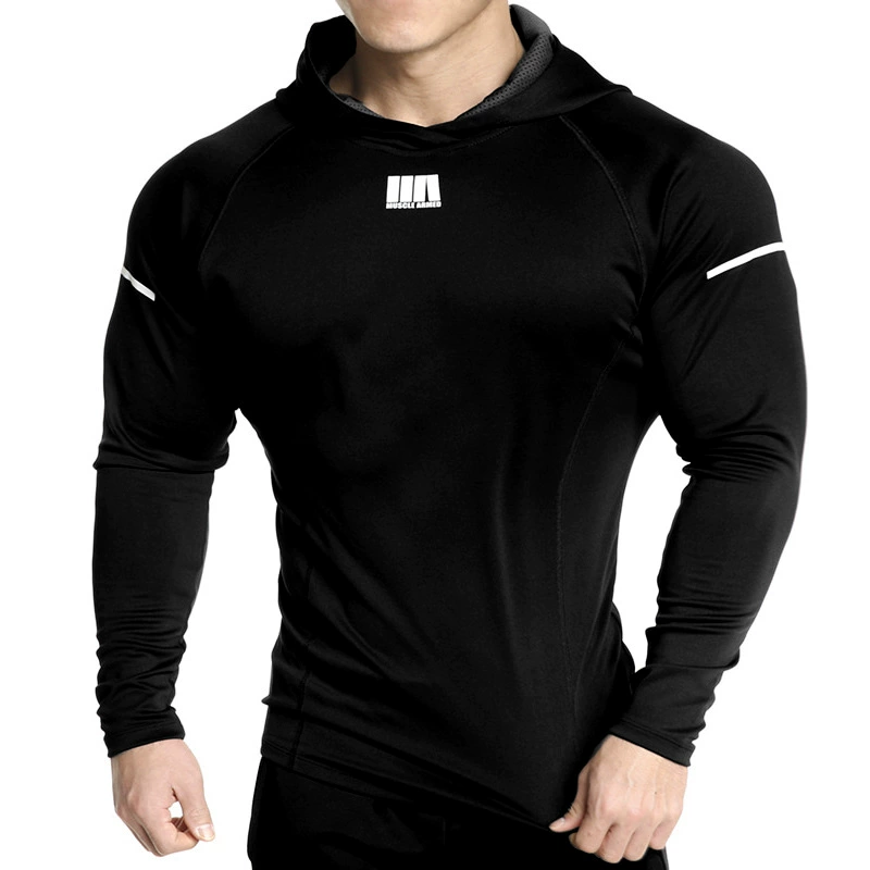 Men's sports demi-season sweatshirt for gym for leisure, high thin hoody for training, for running