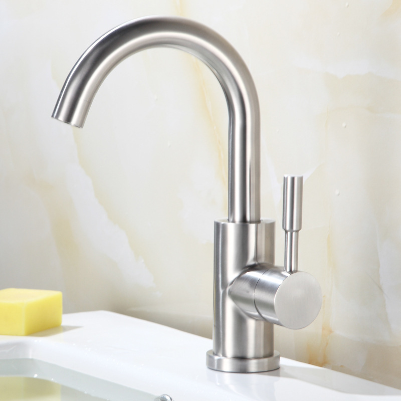 Xiaowan 304 Stainless Steel Basin Faucet Hot and Cold Bathroom Bathroom Cabinet Faucet Single Hole Brushed Manufacturer Wholesale Xiaowan 304 Stainless Steel Basin Faucet Hot and Cold Bathroom Bathroom Cabinet Faucet Single Hole Brushed Manufacturer Wholesale