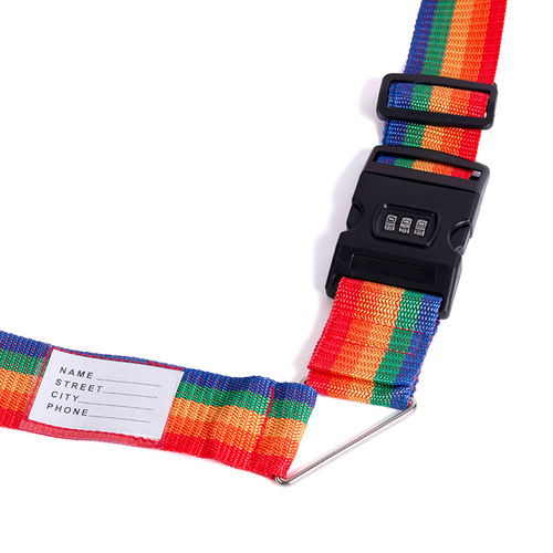 Cross-border Amazon X-shaped password lock suitcase packing strap luggage strap travel bag rainbow fixed binding strap