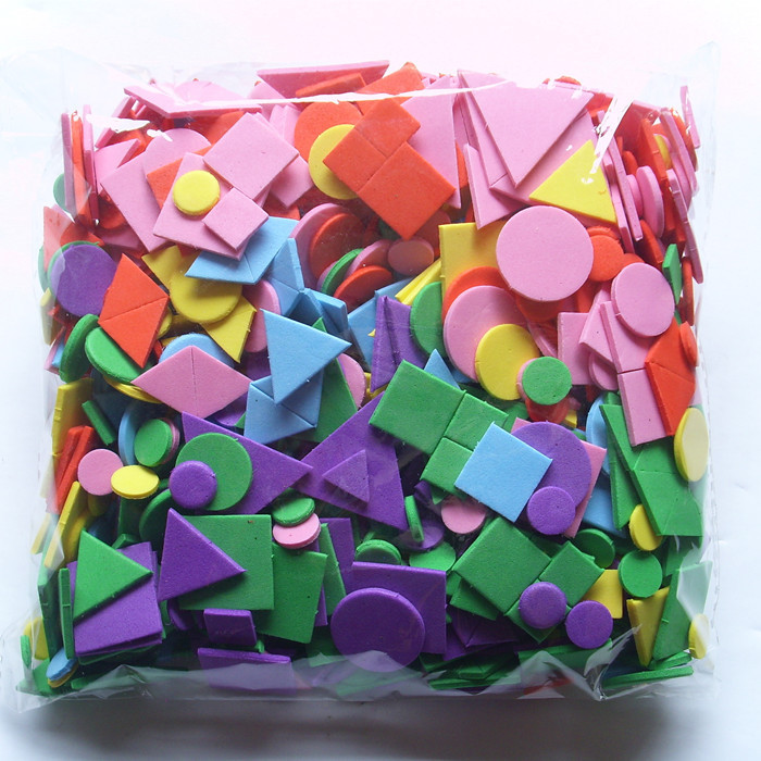 Fábrica al por mayor colorido EVA inteligencia desarrollo juguetes Ilustración Collage 1000 unidades con adhesivo cognitivo figura geométrica