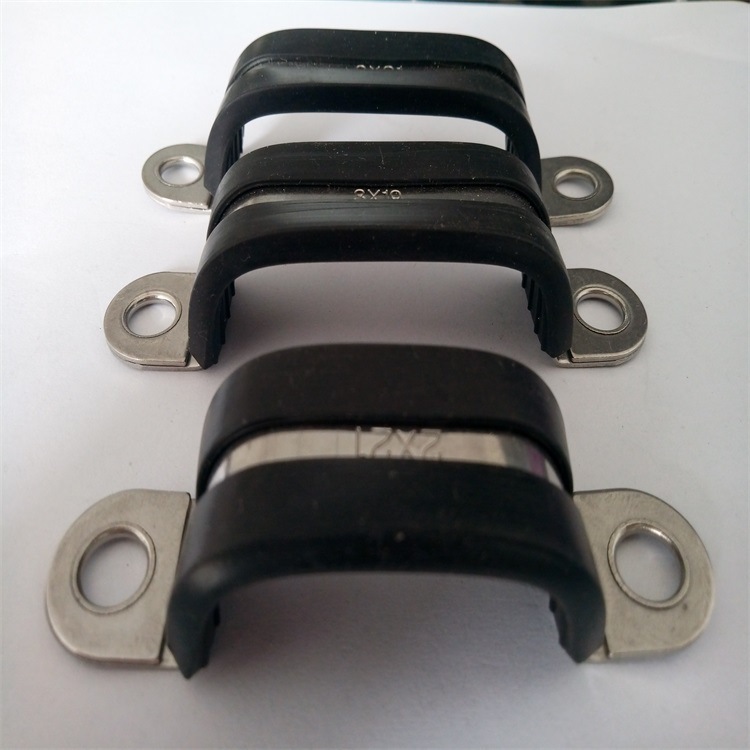 福建供应双管紧固夹 不锈钢包胶R型高压线束固定支架非标规格