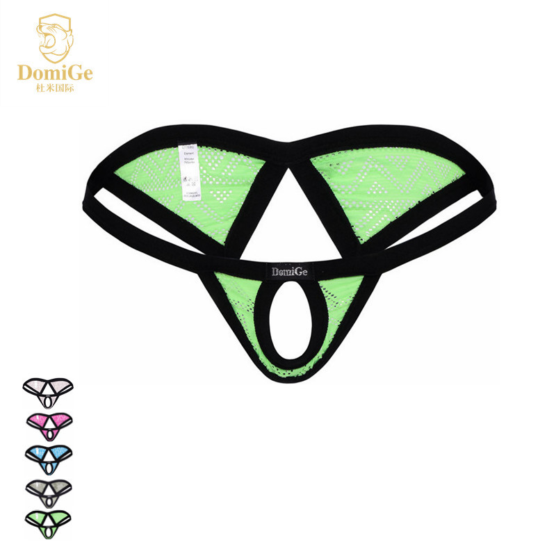 Factory for DomiGe new low waist breathable men's thong wholesale hair mesh thong men's 5477