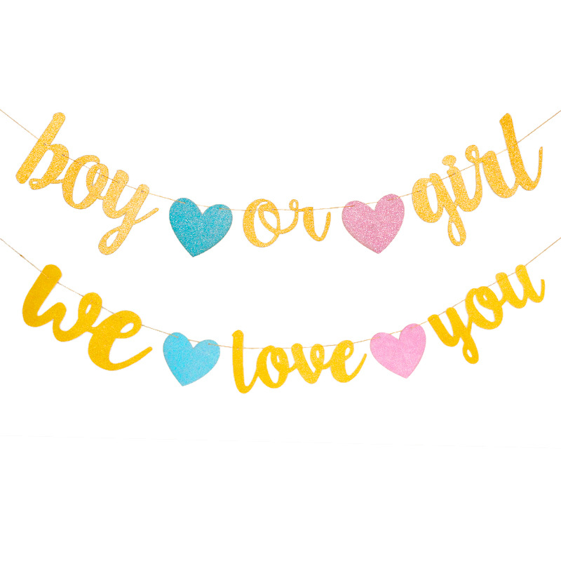 Bebé años de edad decoración del partido europeo y americano de los hombres y las mujeres de niño o niña te amamos Glitter Garland