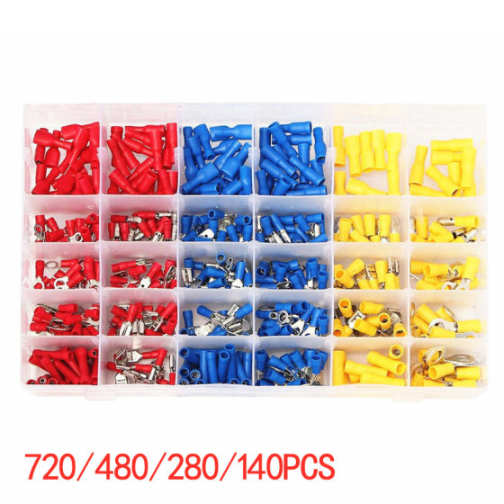 Factory 120/330/480/720pcs combination boxed rubber insulated terminal suit cold pressing terminal