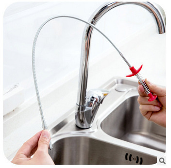 Kitchen sewer four-claw dredge, spring pipe dredge tool, household hair and hair cleaner