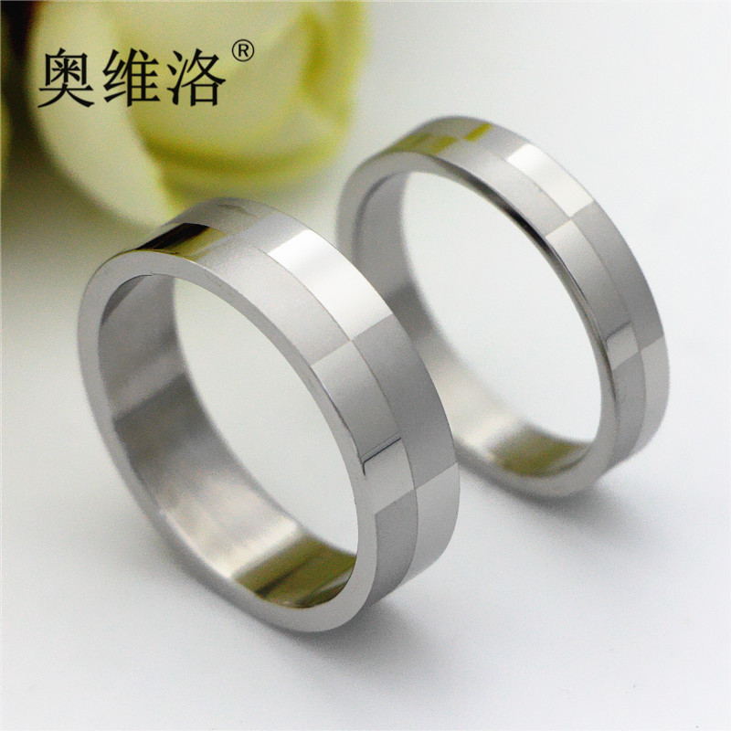 Aowei Luo Korean-Style Fashion Steel Jewelry True Love Classic Pure Couple Rings Men's Commuter Trendy Simple Literary Style