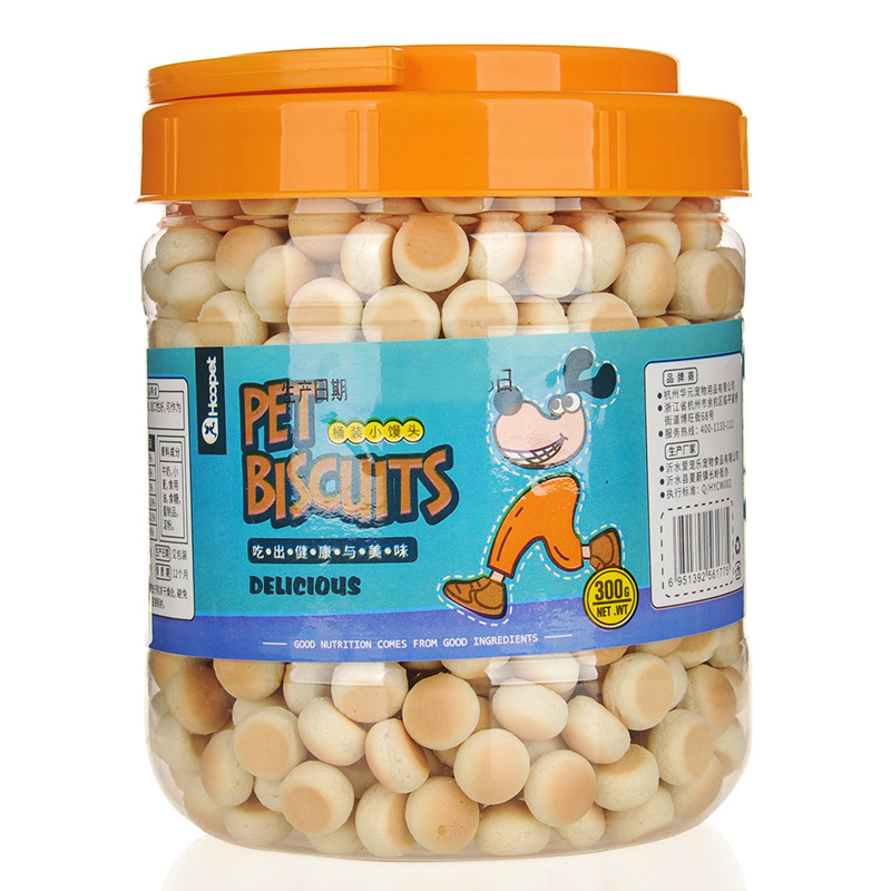 Hoopet enlatado pequeño pan al vapor, peluche de molienda, galletas de oso, cachorro de mascota, bocadillos para perros, 300g.