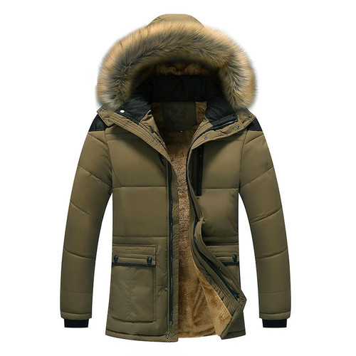 Winter bag-style detachable hood brown casual youth plain lined zipper mid-length cotton coat