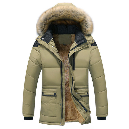 Winter bag-style detachable hood brown casual youth plain lined zipper mid-length cotton coat