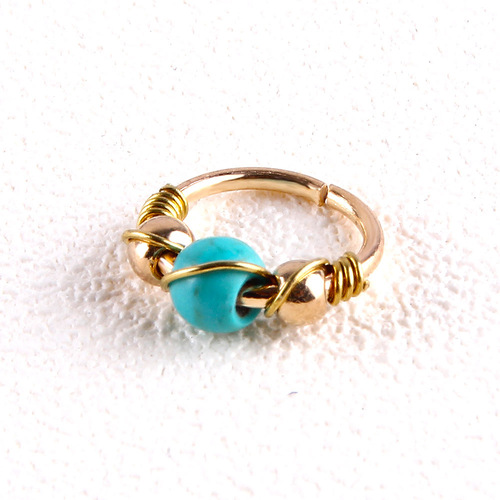 Wish Turquoise Exquisite Wire-wrapped Nose Ring Nose Stud Ear Cuff Body Piercing Jewelry