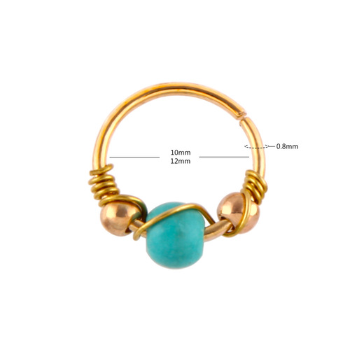 Wish Turquoise Exquisite Wire-wrapped Nose Ring Nose Stud Ear Cuff Body Piercing Jewelry