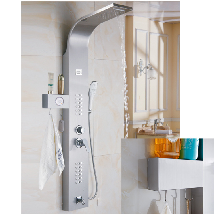 Bluetooth audio fingerprint-free brushed titanium black 304 stainless steel shower screen shower set constant temperature shower screen