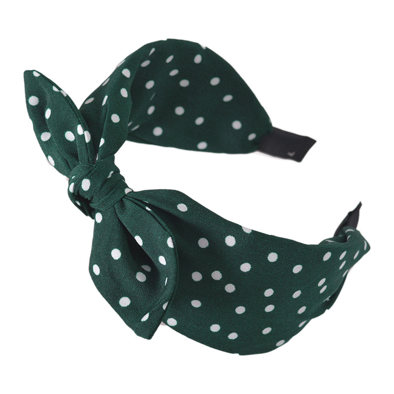 Nuevo estilo europeo y americano pequeño lunares anudada diadema de ala ancha Orejas de conejo tejido diadema moda femenina ins accesorios para el cabello al por mayor
