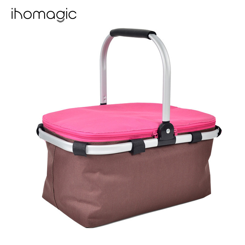 Oxford tela coche bolsa de picnic portátil plegable bolsa de hielo con tapa de gran capacidad refrigerada picnic bolsa de hielo