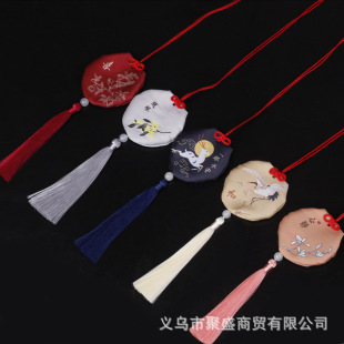 Dragon Boat Festival sachet sachet pendant classical silk embroidery round carry-on sachet high-grade brocade empty bag pendant Lucky Bag