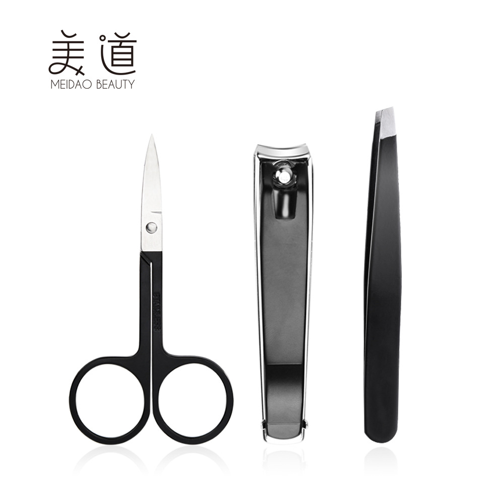 Factory spot gift stainless steel eyebrow clip three-piece eyebrow scissors set eyebrow trim set beauty set eyebrow Clip scissors set