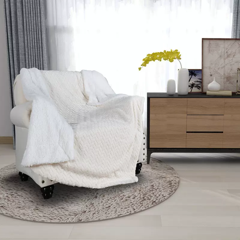 ins塔芙绒毛毯提花绒毯法兰绒保暖盖毯羊羔绒毯双层加厚毯子网红